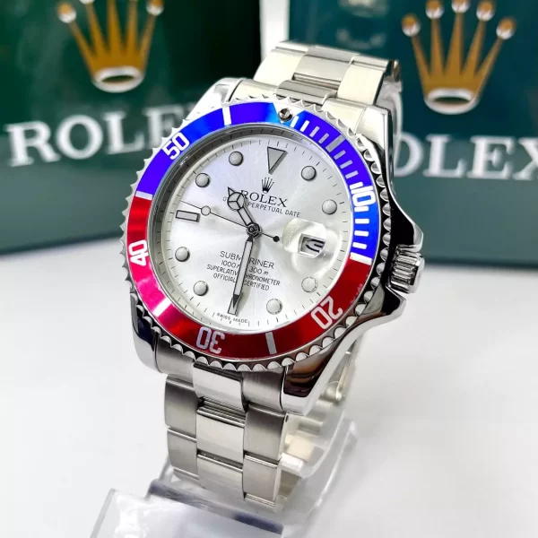 Relógio Rolex Submariner Misto Prata vermelho e azul linha Gold c/ caixa premium - Image 4